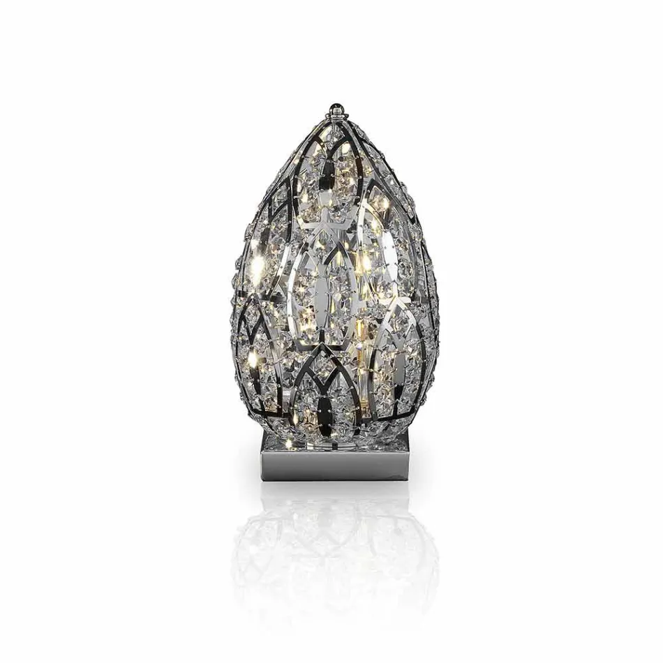 Lampada da tavolo design in cristallo e acciaio forma di uovo Egg Viadurini