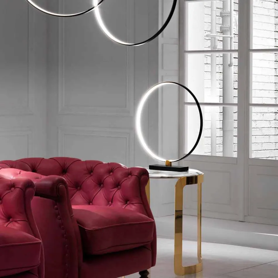 Lampada da Tavolo di Design in Alluminio Nero e Ottone Made in Italy - Norma Viadurini