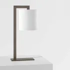 Lampada da Tavolo di Design in Metallo e Lino Bianco Made in Italy - Bali Viadurini