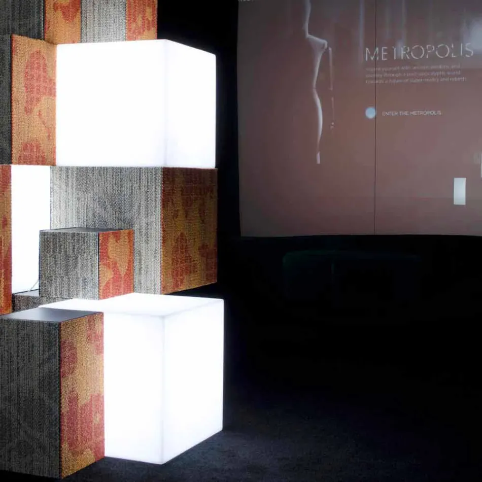 Lampada da tavolo e da terra Slide Cubo bianco luminoso made in Italy Viadurini