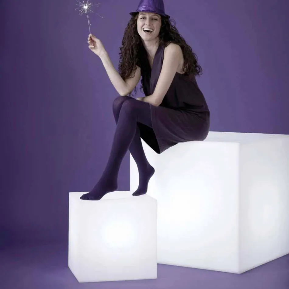 Lampada da tavolo e da terra Slide Cubo bianco luminoso made in Italy Viadurini