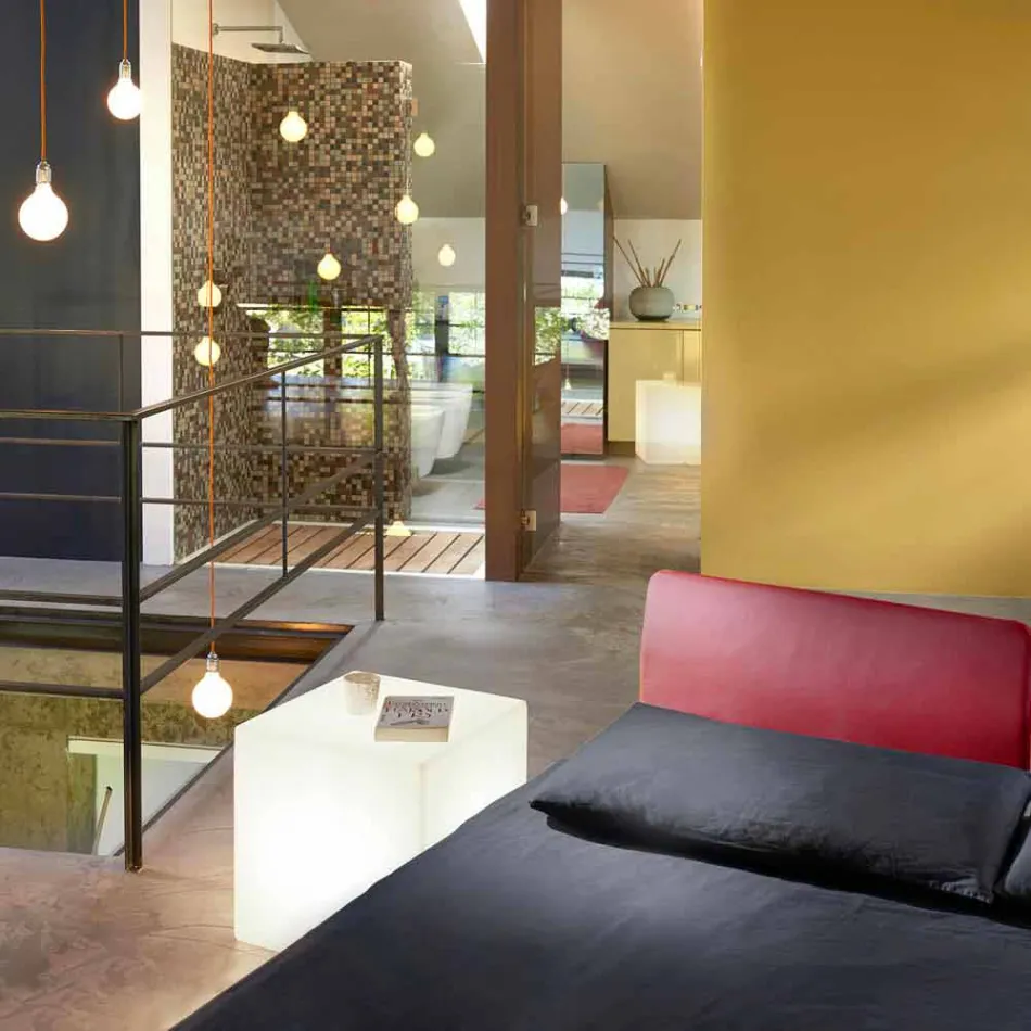 Lampada da tavolo e da terra Slide Cubo bianco luminoso made in Italy Viadurini