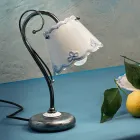 Lampada da Tavolo Ferro e Ceramica Effetto Ricamo Dipinta a Mano - Ravenna Viadurini