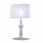 Lampada da Tavolo in Ceramica Bianca e Paralume in Lino 2 Dimensioni - Cadabra Viadurini