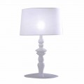 Lampada da Tavolo in Ceramica Bianca e Paralume in Lino 2 Dimensioni - Cadabra