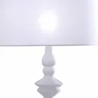 Lampada da Tavolo in Ceramica Bianca e Paralume in Lino 2 Dimensioni - Cadabra Viadurini