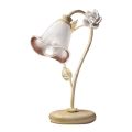 Lampada da Tavolo in Ferro e Vetro con Rosa di Decoro in Ceramica - Siena