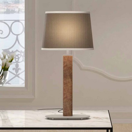 Lampada da Tavolo in Metallo con Paralume in Tessuto Made in Italy - Jump Viadurini