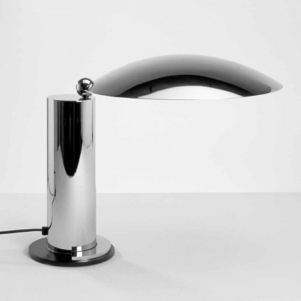 Lampada da Tavolo in Metallo Cromato o Nero con LED Made in Italy - Orlando Viadurini