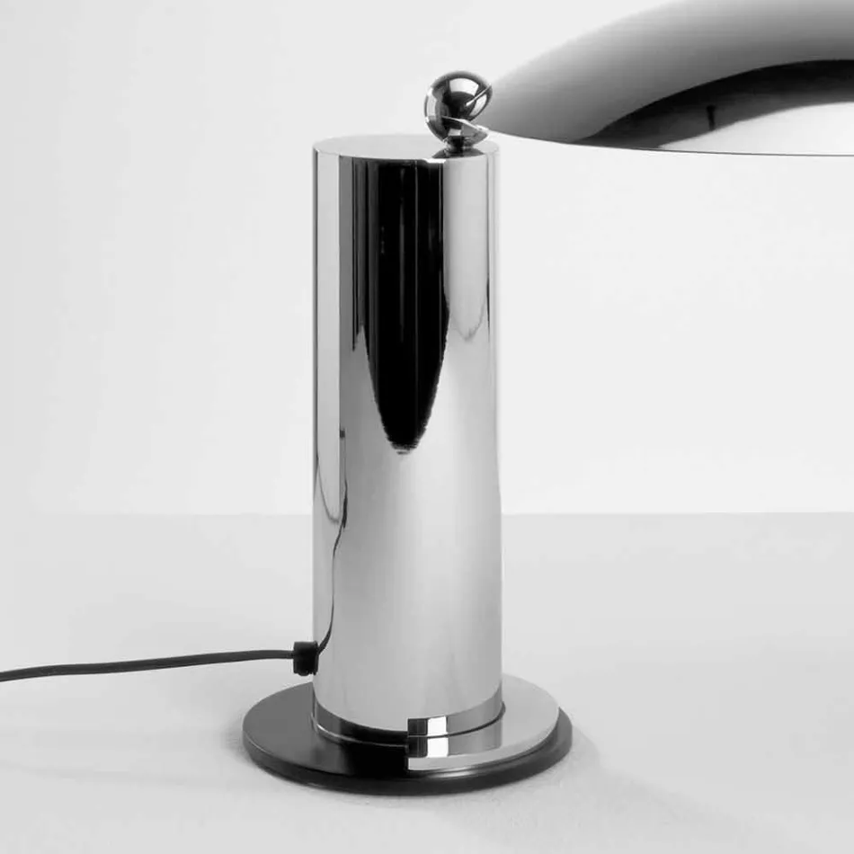 Lampada da Tavolo in Metallo Cromato o Nero con LED Made in Italy - Orlando Viadurini