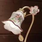 Lampada da Tavolo in Metallo e Ceramica Decorata a Mano con Rosa - Pisa Viadurini