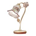 Lampada da Tavolo in Metallo e Ceramica Decorata a Mano con Rosa - Pisa