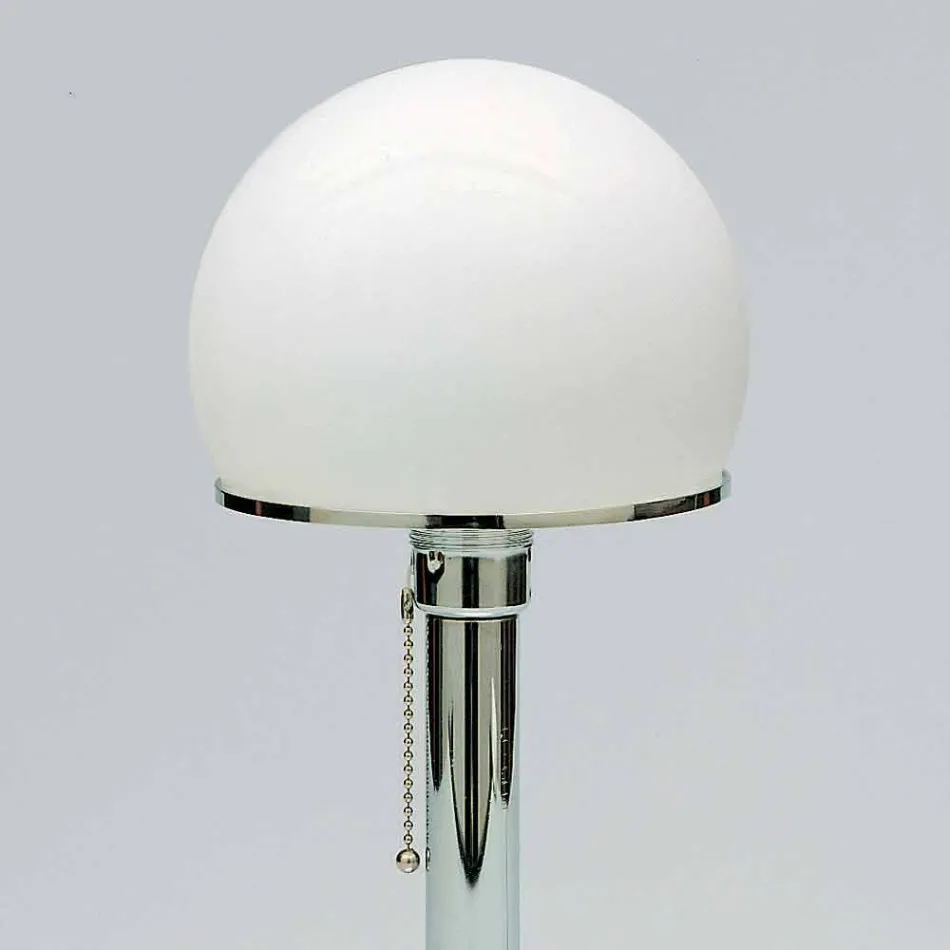 Lampada da Tavolo in Opalina con Struttura Cromata Made in Italy - Toronto Viadurini