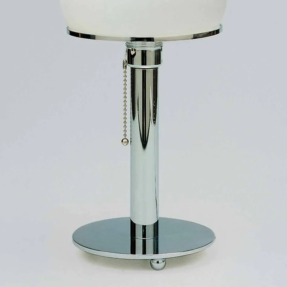 Lampada da Tavolo in Opalina con Struttura Cromata Made in Italy - Toronto Viadurini