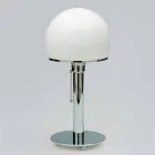 Lampada da Tavolo in Opalina con Struttura Cromata Made in Italy - Toronto Viadurini
