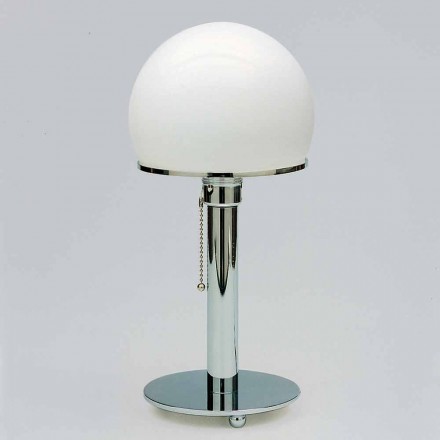 Lampada da Tavolo in Opalina con Struttura Cromata Made in Italy - Toronto Viadurini