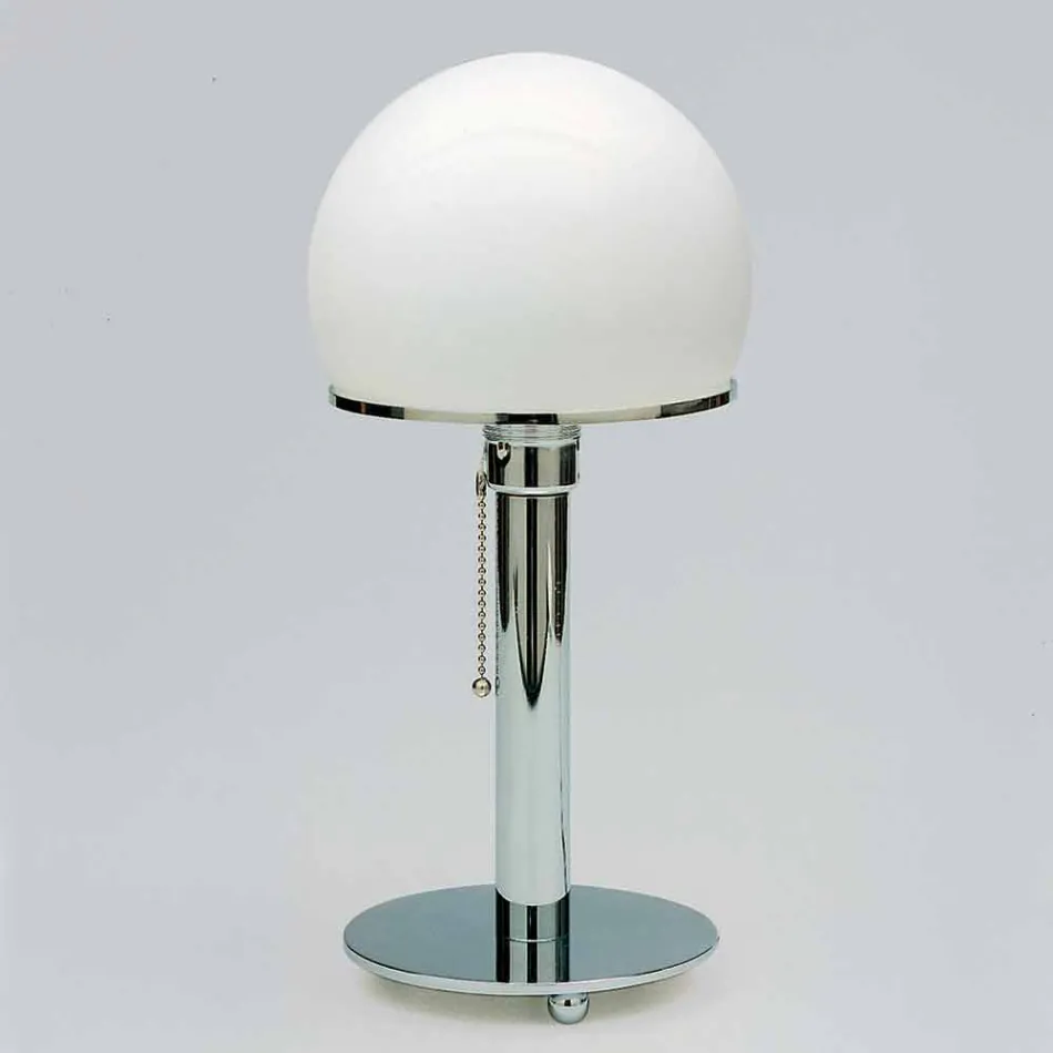 Lampada da Tavolo in Opalina con Struttura Cromata Made in Italy - Toronto Viadurini
