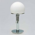 Lampada da Tavolo in Opalina con Struttura Cromata Made in Italy - Toronto