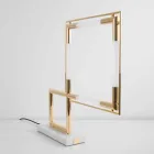 Lampada da Tavolo in Ottone e Resina con Base in Marmo Made in Italy - Quizza Viadurini