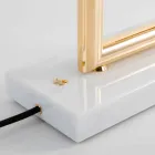Lampada da Tavolo in Ottone e Resina con Base in Marmo Made in Italy - Quizza Viadurini