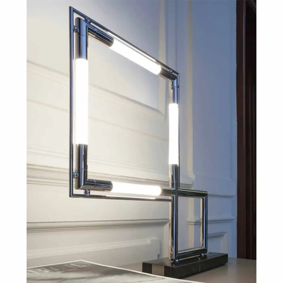 Lampada da Tavolo in Ottone e Resina con Base in Marmo Made in Italy - Quizza Viadurini
