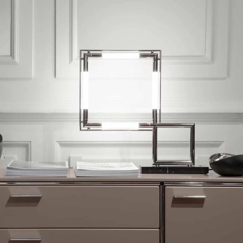 Lampada da Tavolo in Ottone e Resina con Base in Marmo Made in Italy - Quizza Viadurini