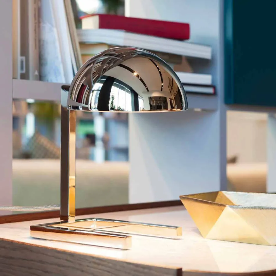Lampada da Tavolo in Ottone Finitura Oro o Palladio Realizzata in Italia - Adana Viadurini