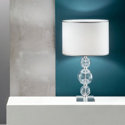 Lampada da Tavolo in Vetro Artigianale e Metallo Stile Classico - Memore Viadurini