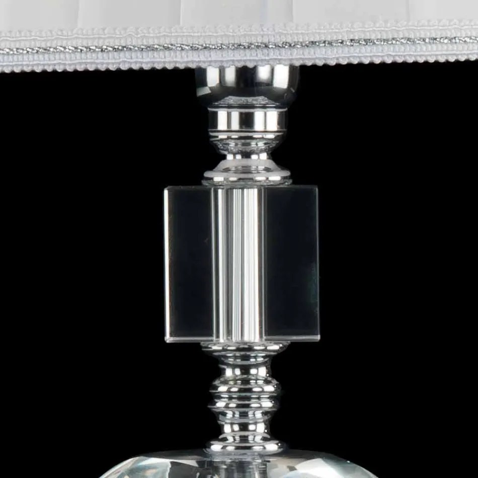 Lampada da tavolo in vetro trasparente e cristallo Ivy, made in Italy Viadurini