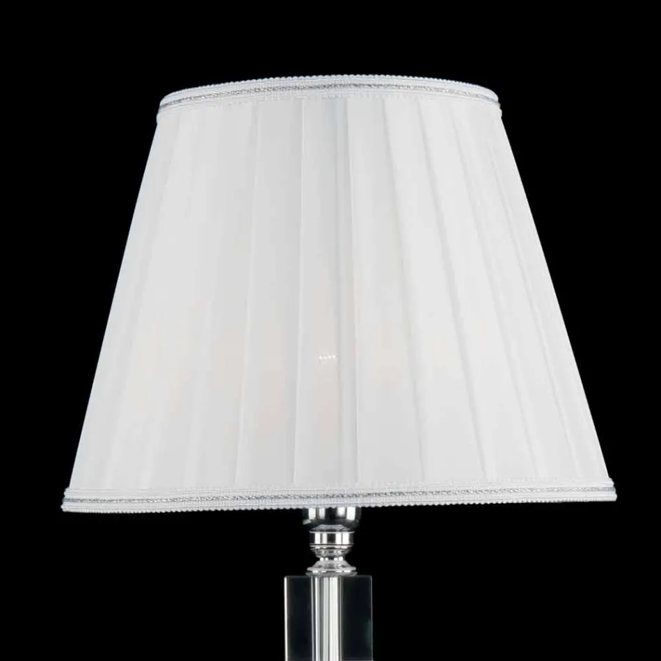 Lampada da tavolo in vetro trasparente e cristallo Ivy, made in Italy Viadurini