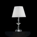 Lampada da tavolo in vetro trasparente e cristallo Ivy, made in Italy