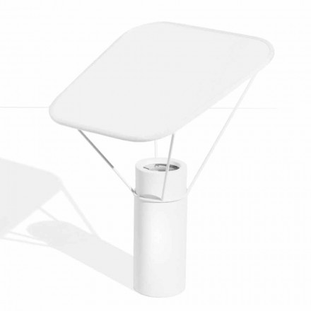 Lampada da Tavolo Moderna in Resina e Cotone Bianco Made in Italy - Fiera Viadurini