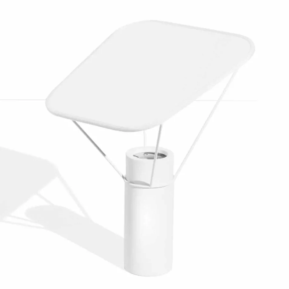 Lampada da Tavolo Moderna in Resina e Cotone Bianco Made in Italy - Fiera Viadurini