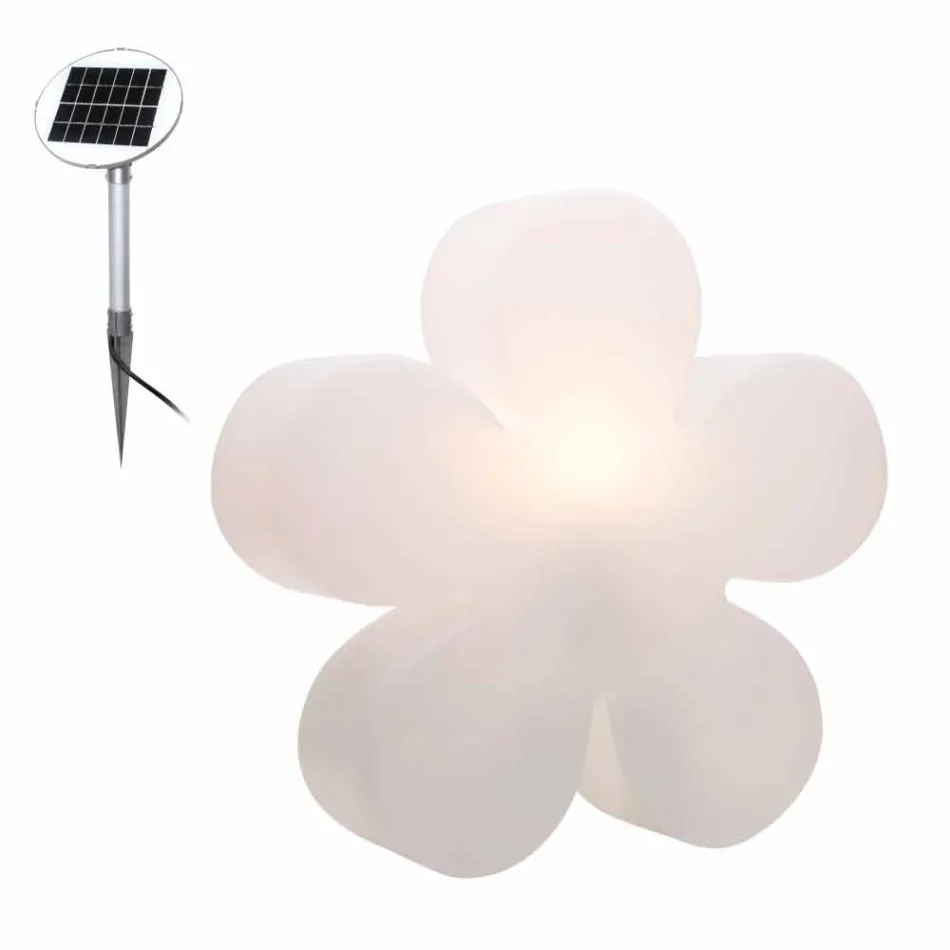 Lampada da Tavolo o Terra Design Moderno a Fiore in Plastica Bianca - Fiorestar Viadurini