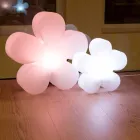 Lampada da Tavolo o Terra Design Moderno a Fiore in Plastica Bianca - Fiorestar Viadurini