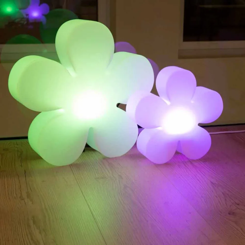 Lampada da Tavolo o Terra Design Moderno a Fiore in Plastica Bianca - Fiorestar Viadurini