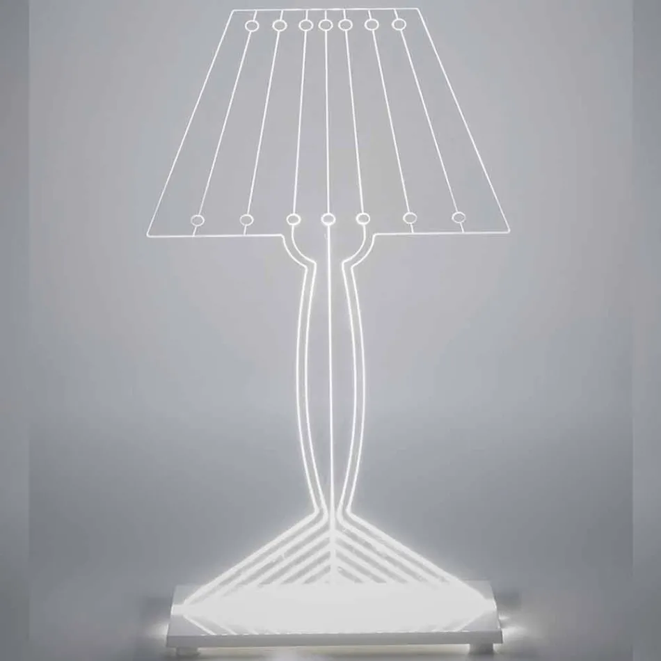 Lampada da tavolo sagomata, luce LED in plexiglass Ferla Viadurini