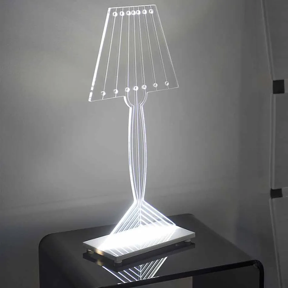 Lampada da tavolo sagomata, luce LED in plexiglass Ferla Viadurini