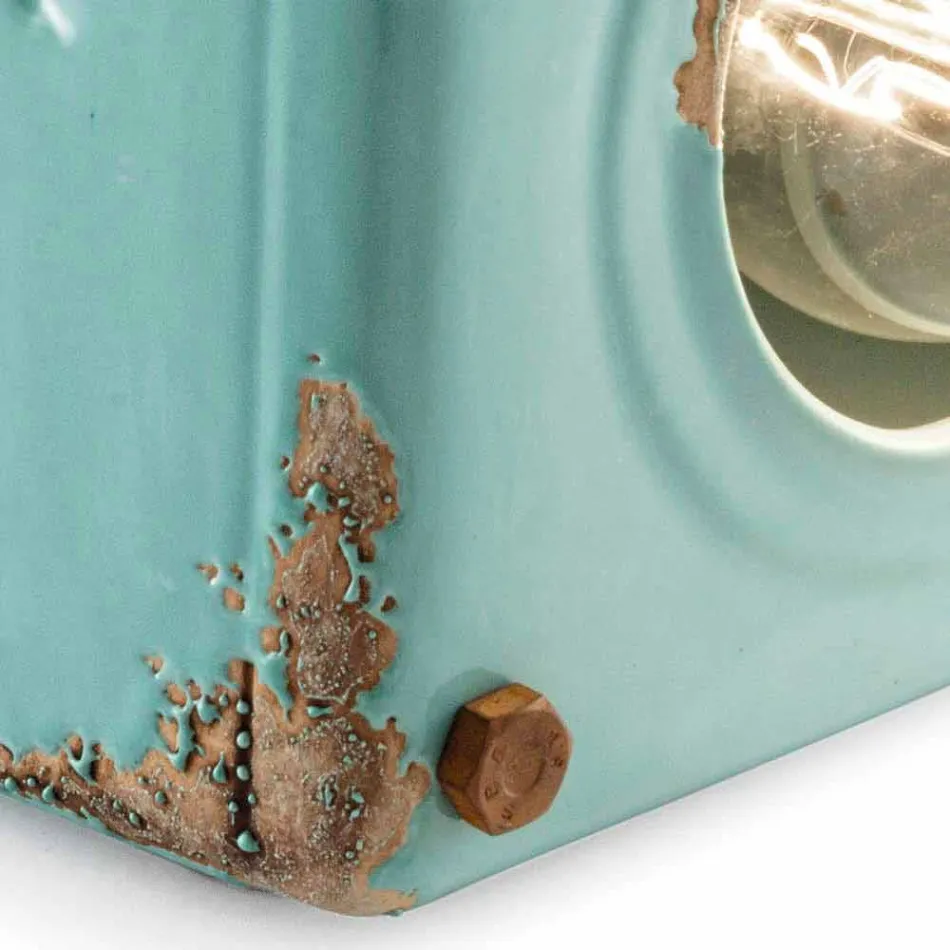 Lampada da tavolo stile industriale in ceramica e ferro Valerie Viadurini