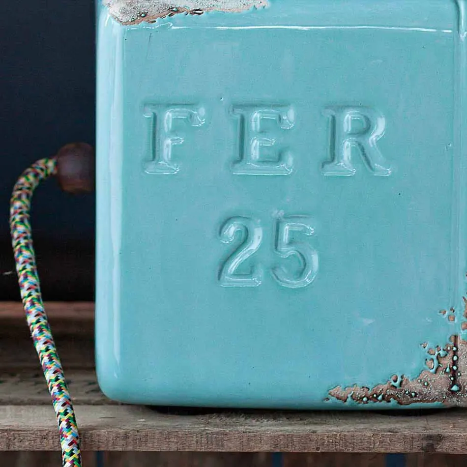 Lampada da tavolo stile industriale in ceramica e ferro Valerie Viadurini