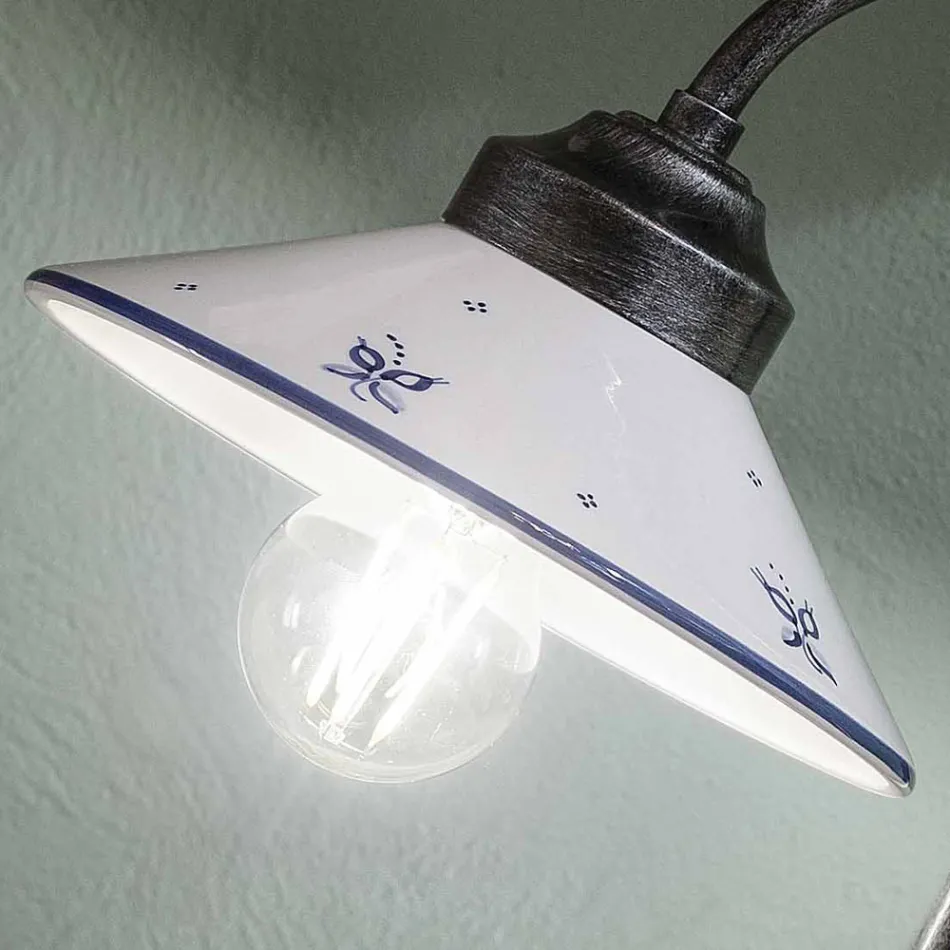 Lampada da Tavolo Stile Vintage in Ceramica Dipinta a Mano e Ferro - Asti Viadurini