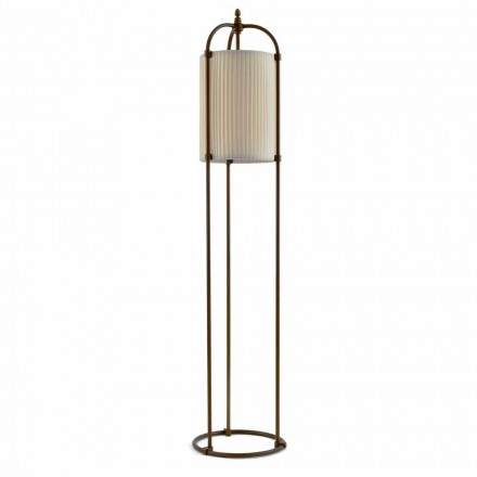 Lampada da terra classica Huà Hikà in ottone e tessuto Viadurini