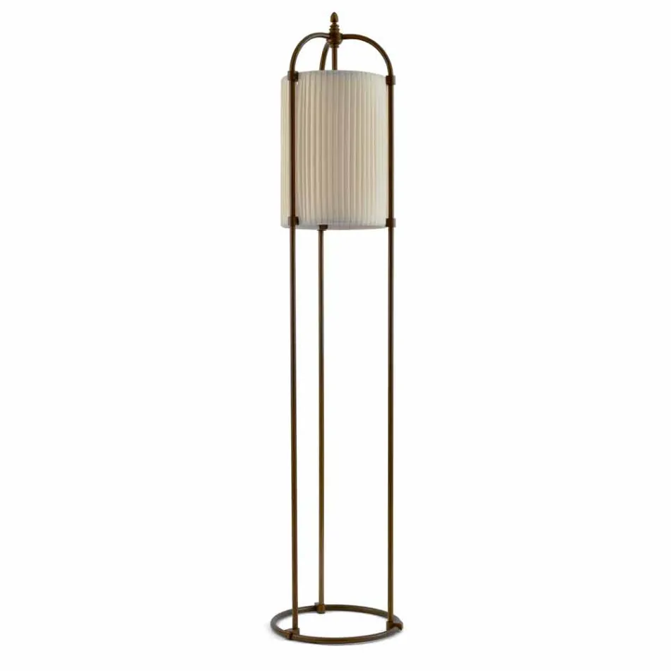 Lampada da terra classica Huà Hikà in ottone e tessuto Viadurini