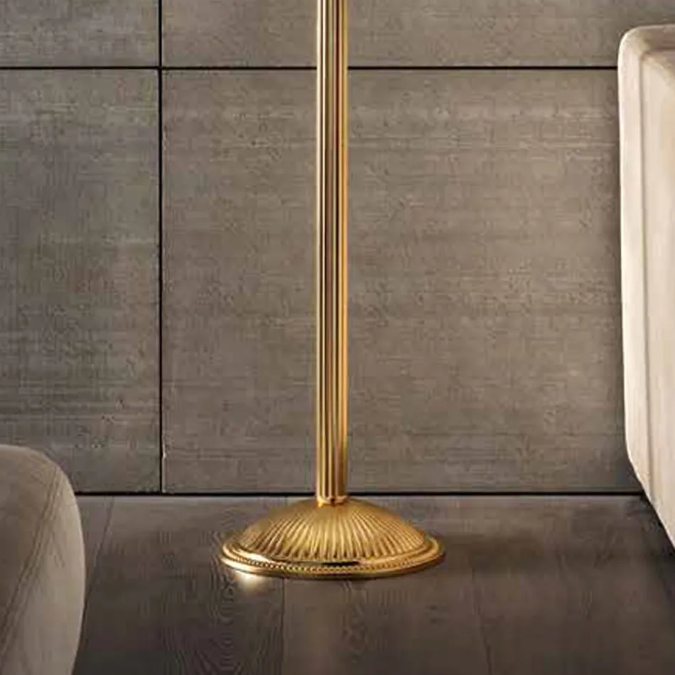 Lampada da Terra Classica in Porcellana e Vetro Soffiato di Lusso - Eteria Viadurini