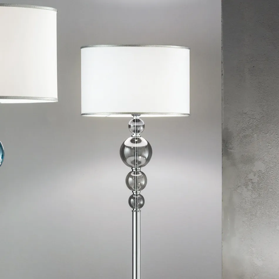 Lampada da Terra Classico in Vetro Artigianale Italiano e Paralume - Memore Viadurini