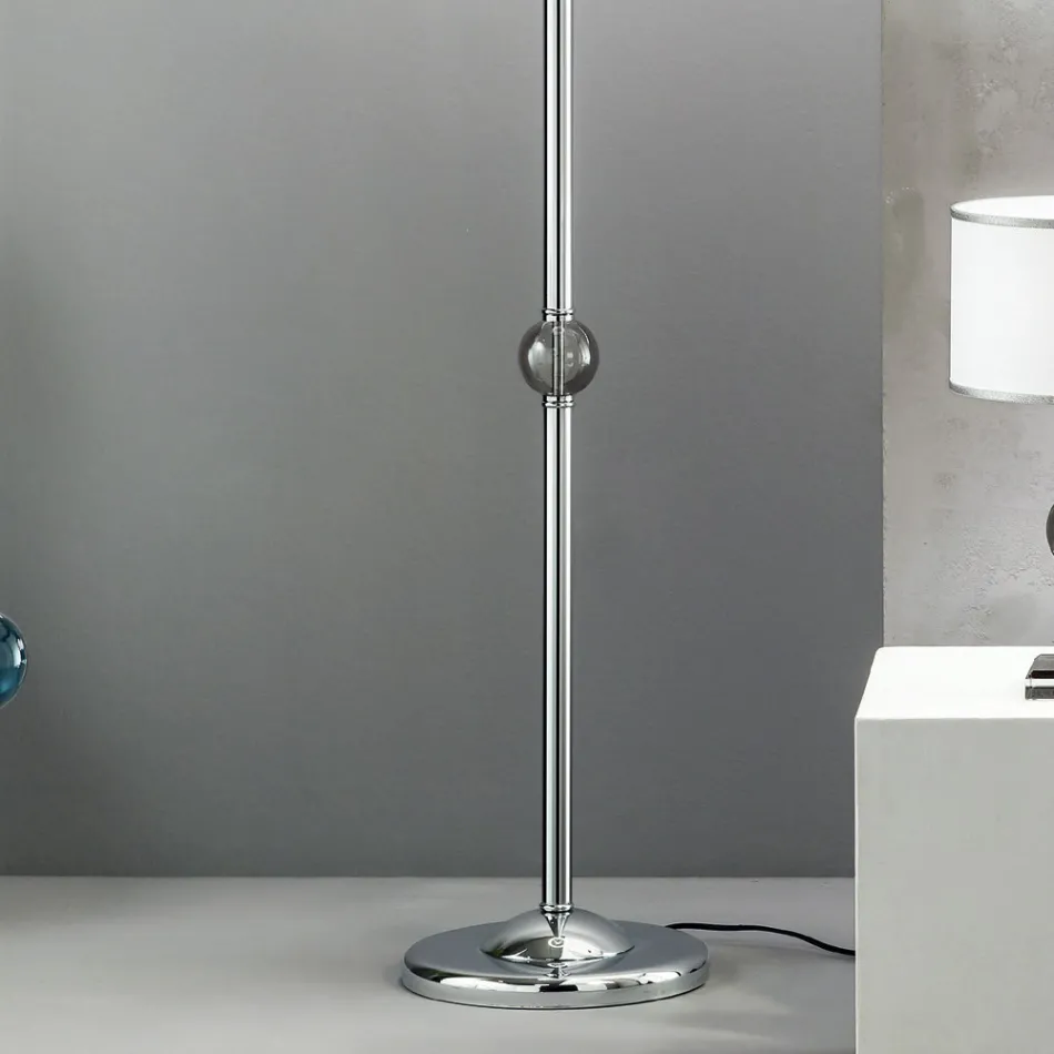 Lampada da Terra Classico in Vetro Artigianale Italiano e Paralume - Memore Viadurini
