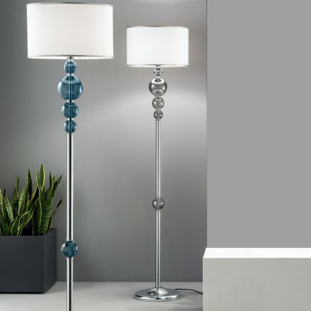 Lampada da Terra Classico in Vetro Artigianale Italiano e Paralume - Memore Viadurini
