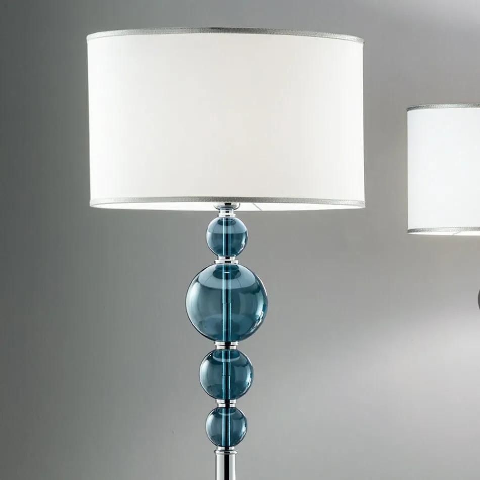 Lampada da Terra Classico in Vetro Artigianale Italiano e Paralume - Memore Viadurini