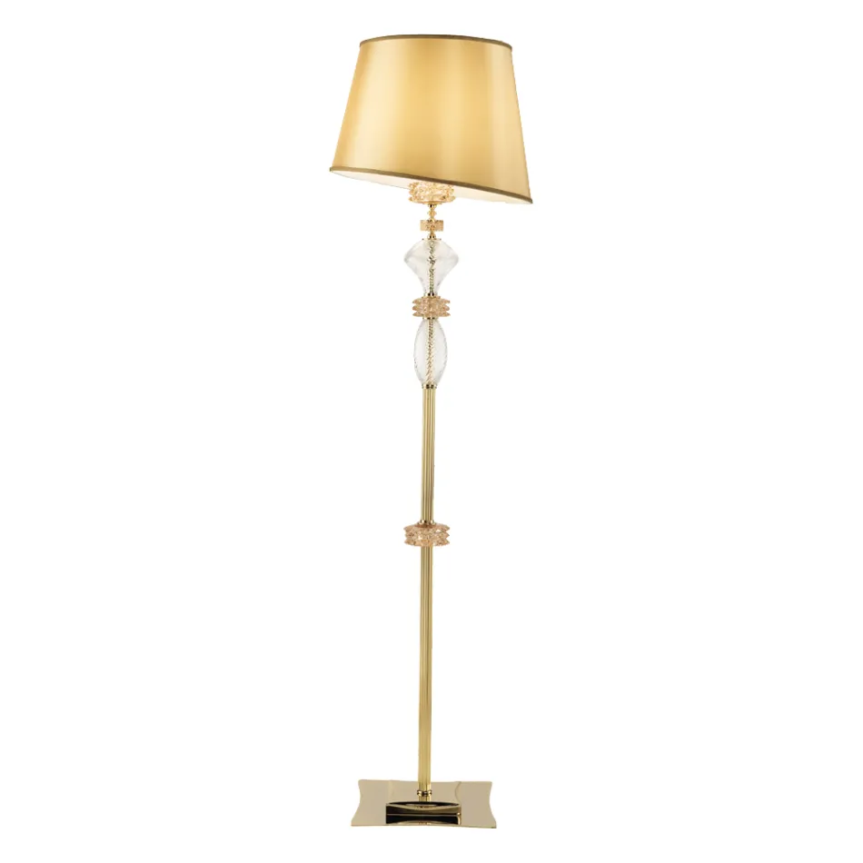 Lampada da Terra con Paralume in Vetro Artigianale Made in Italy - Saline Viadurini
