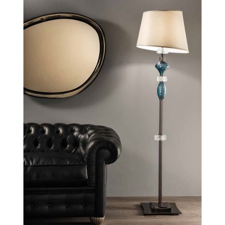 Lampada da Terra con Paralume in Vetro Artigianale Made in Italy - Saline Viadurini